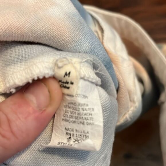 Peach Love Tie Dye Blue Tan Boho Bell Bottom 70’s Inspired Style Jeans Feminine - Picture 14 of 14